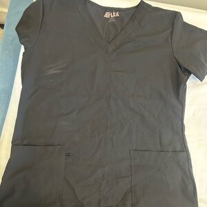 4flex Black V-Neck Scrub Top and Pants